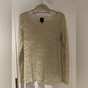 Ella Moss Cream Lace Top. Size L.